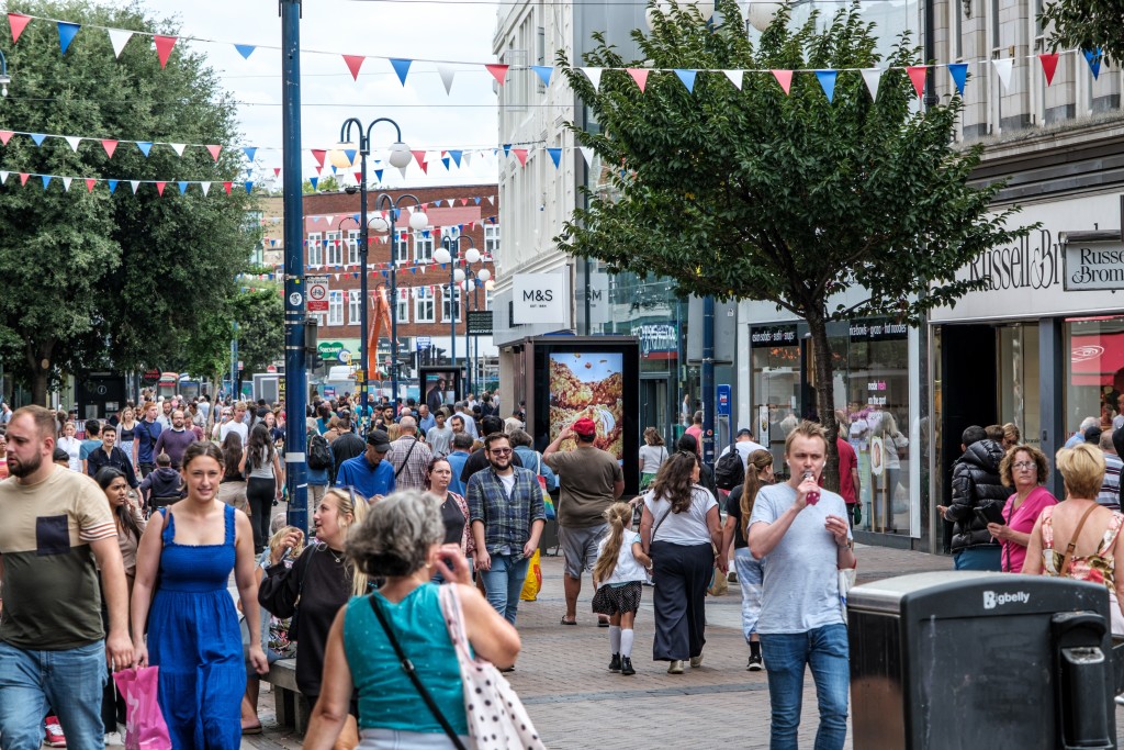 Above: A busy city centre high street. (Image courtesy of FSB).