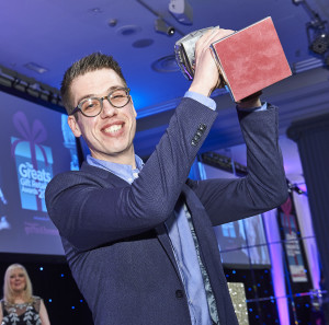 Above: A delighted Peter de la Mare, manager of England at Home in Brighton, was the winner of the Best Employee category in 2018.