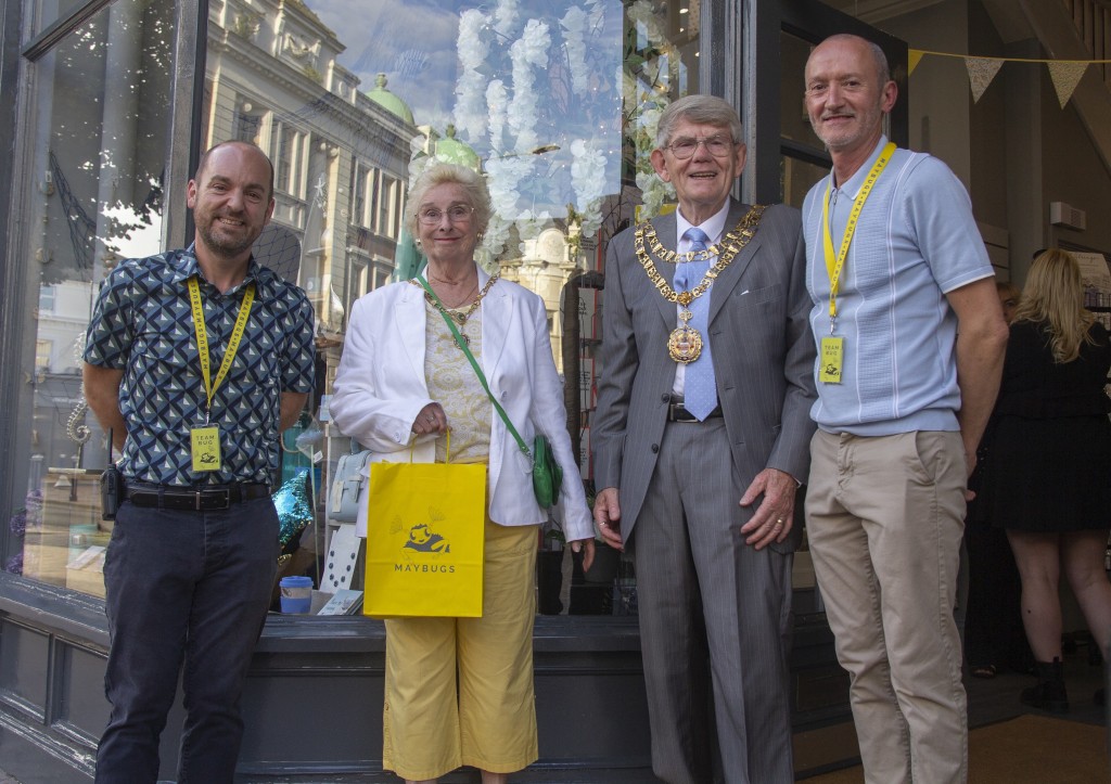 Above: Maybugs’ co-owners Greg Rose and John Date are shown with Caroline Ansell MP and His Worshipful The Mayor of Eastbourne, Cllr Pat Rodohan.