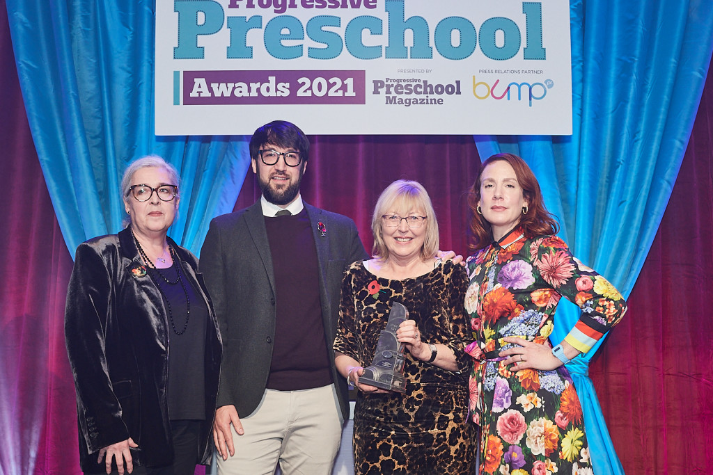 Above: A big smile from Enesco’s Wendy Addison, (second right), who was presented with the Best Preschool Gift Range award.