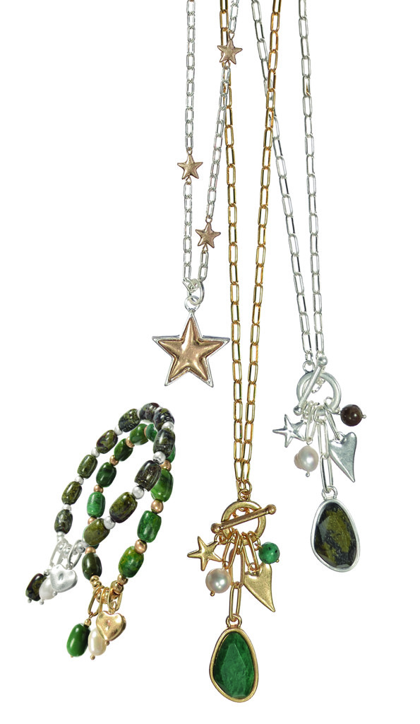 Above: Green is the colour across jewellery and fashion accessories for Hot Tomato.