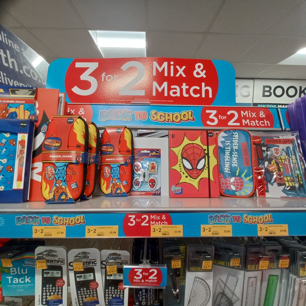 Above: Spider-Man is part of WH Smith’s Back to School offer.