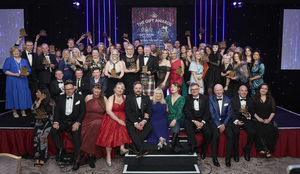 Above: The winners of The Greats and the Gift of the Year awards are shown on stage at The Gift Awards held at London’s Royal Lancaster hotel in May.