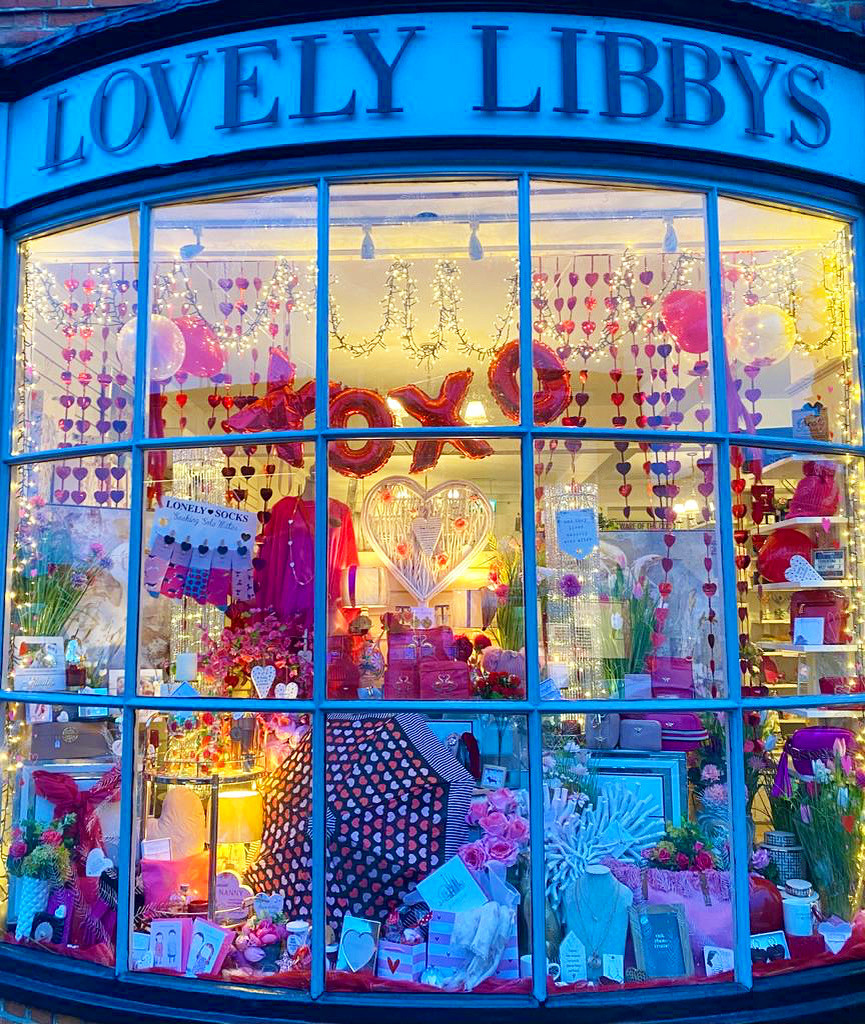Above: Lovely Libby’s Valentine’s Day window.