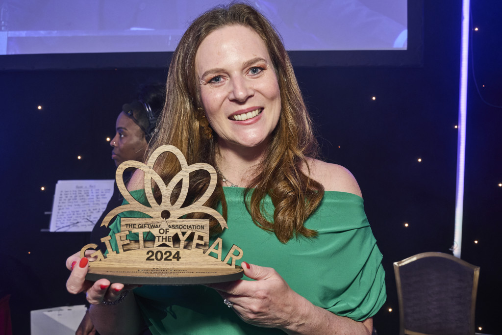 Above: A proud Hannah Dale with her Greats Outstanding Achievement trophy which was presented to her at The Gift Awards 2024 in May.