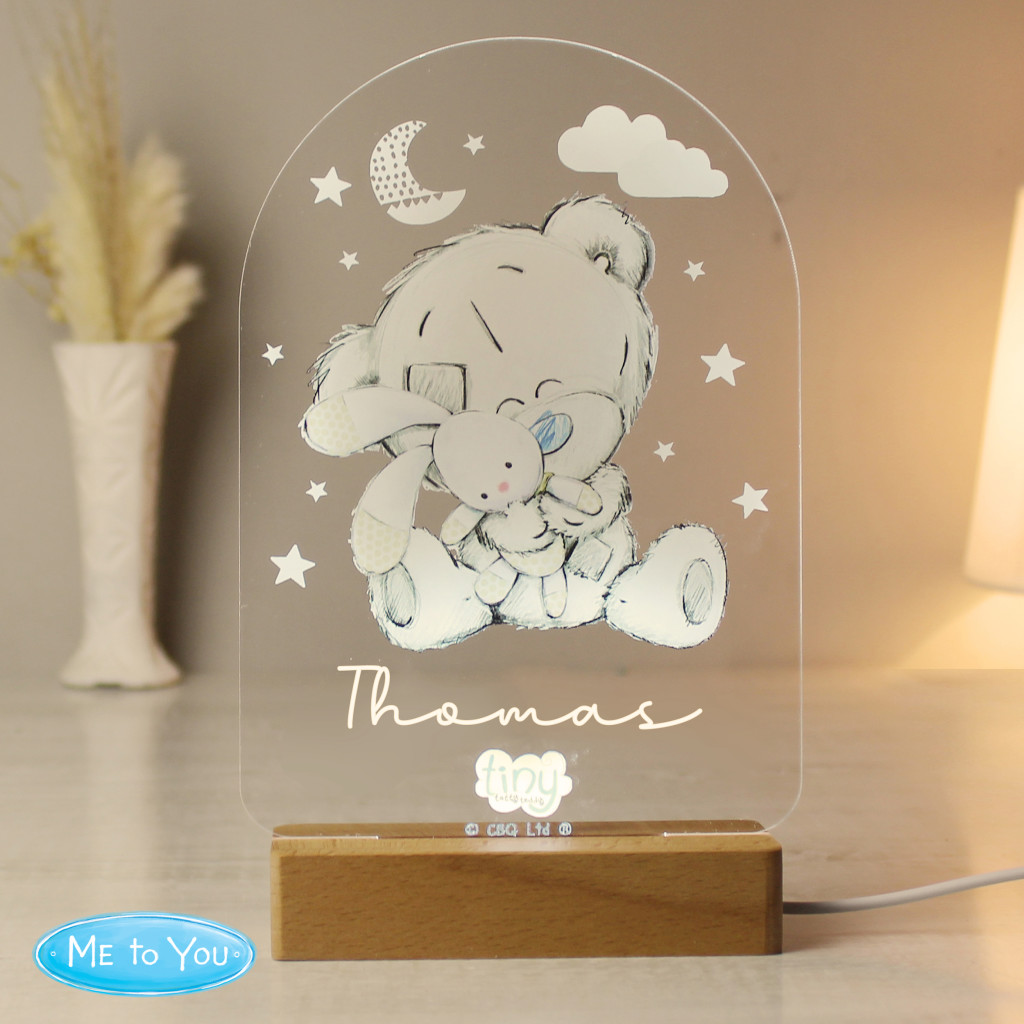 Above: Personalised Tiny Tatty Teddy Wooden Based LED Light from Personalised Memento Company (PMC).