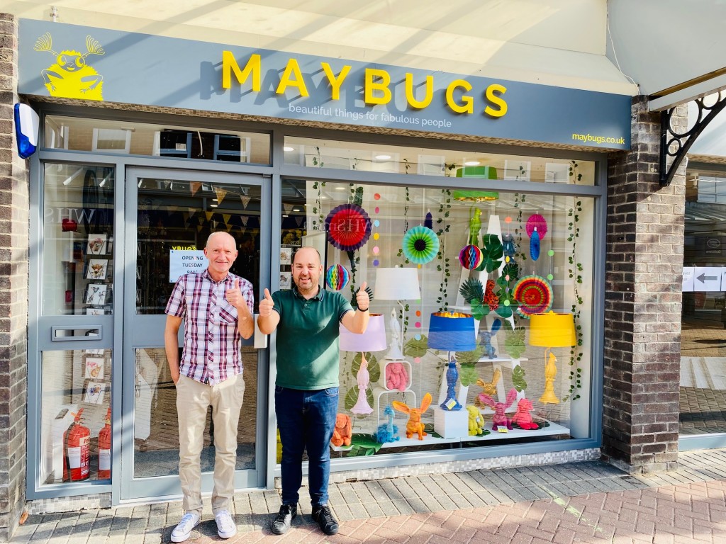 Above: Owners John Dale (left) and Greg Rose inside Maybugs in Bexhill.