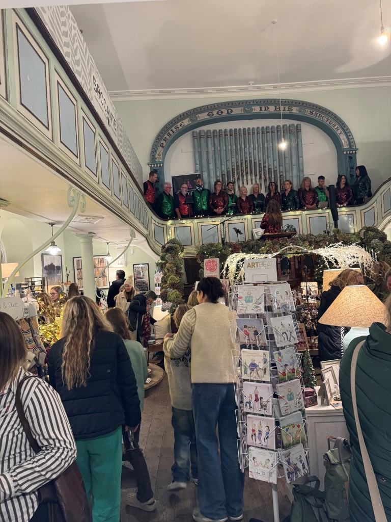 Above: Christmas shoppers were out in force.