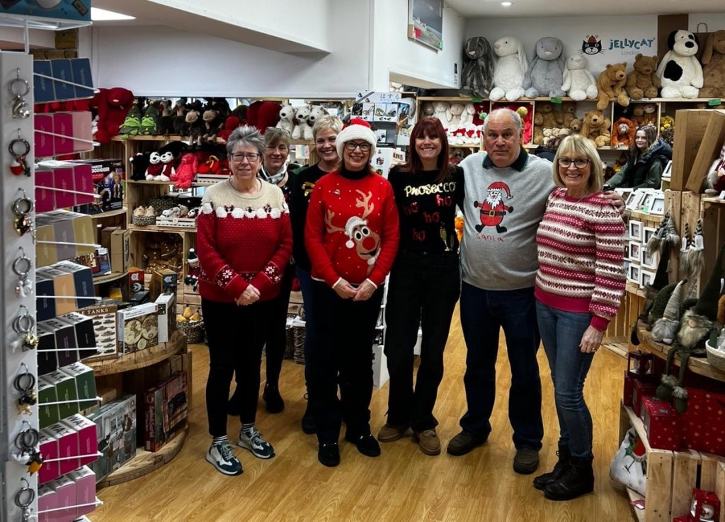 Above: In the festive spirit: Bill & Bert’s owner Bill Nettlefield (second right) with the team.