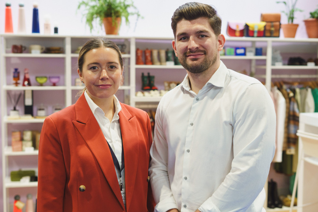 Above: Faire’s UK general manager Charlotte Broadbent with Jackson Szabo, portfolio director at Hyve Group, organisers of Spring Fair.