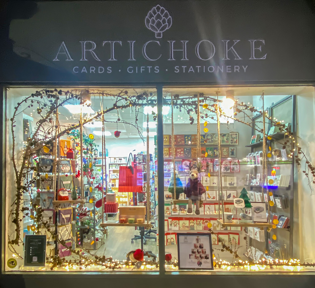 Above: Artichoke’s Christmas window.