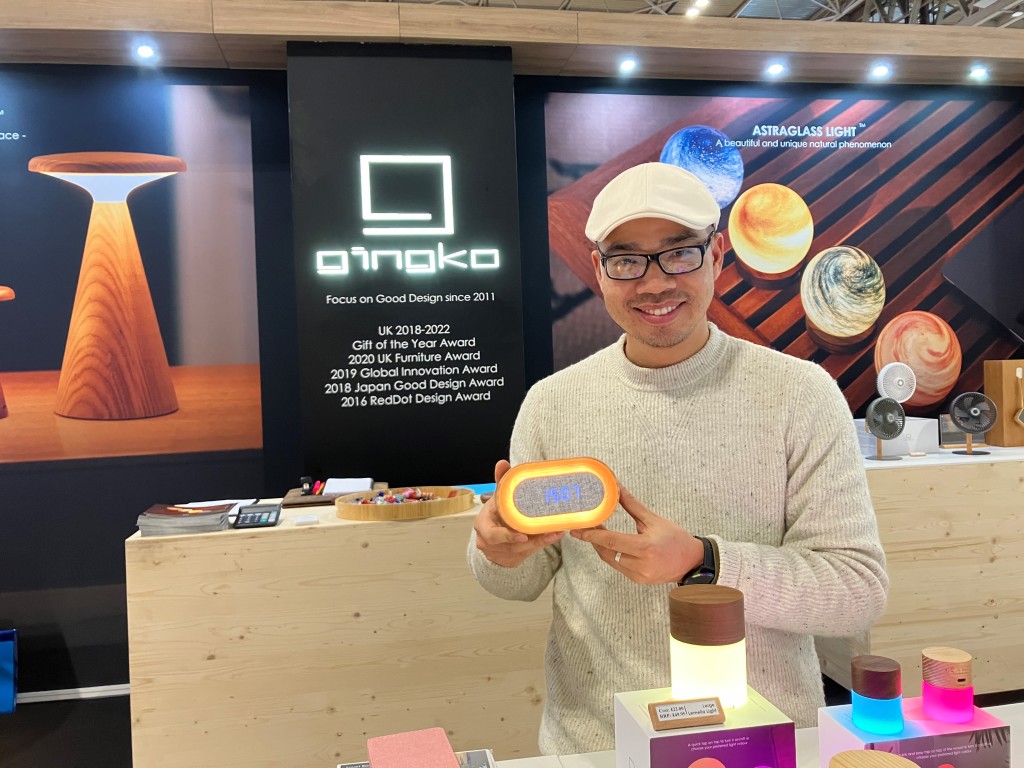 Above: Gingko’s Paul Sun on the company’s stand yesterday.